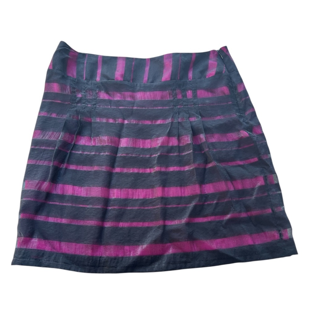 Apostrophe Women's Size 12 Black & Pink A-Line Skirt Semi Sheer Black Overlay - Picture 1 of 13